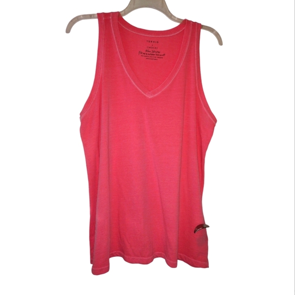 Torrid Coral Pink Orange Classic Fit Vintage Slub V Neck Sleeveless Tank Top 2X - Picture 1 of 2